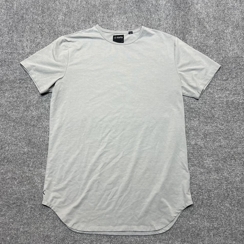 Cuts Shirt Mens Large Gray Pyca Pro Curve Hem Stretch Soft Crewneck Tee Top
